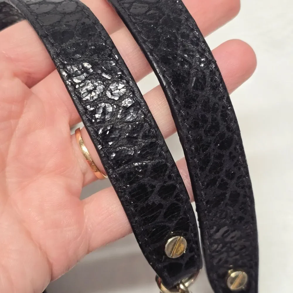 Michael Kors Python Snakeskin Embossed Leather Black Chain Hand Bag Boho Chic